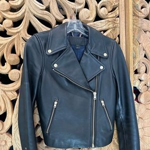 Black leather moto jacket J.Crew size 2